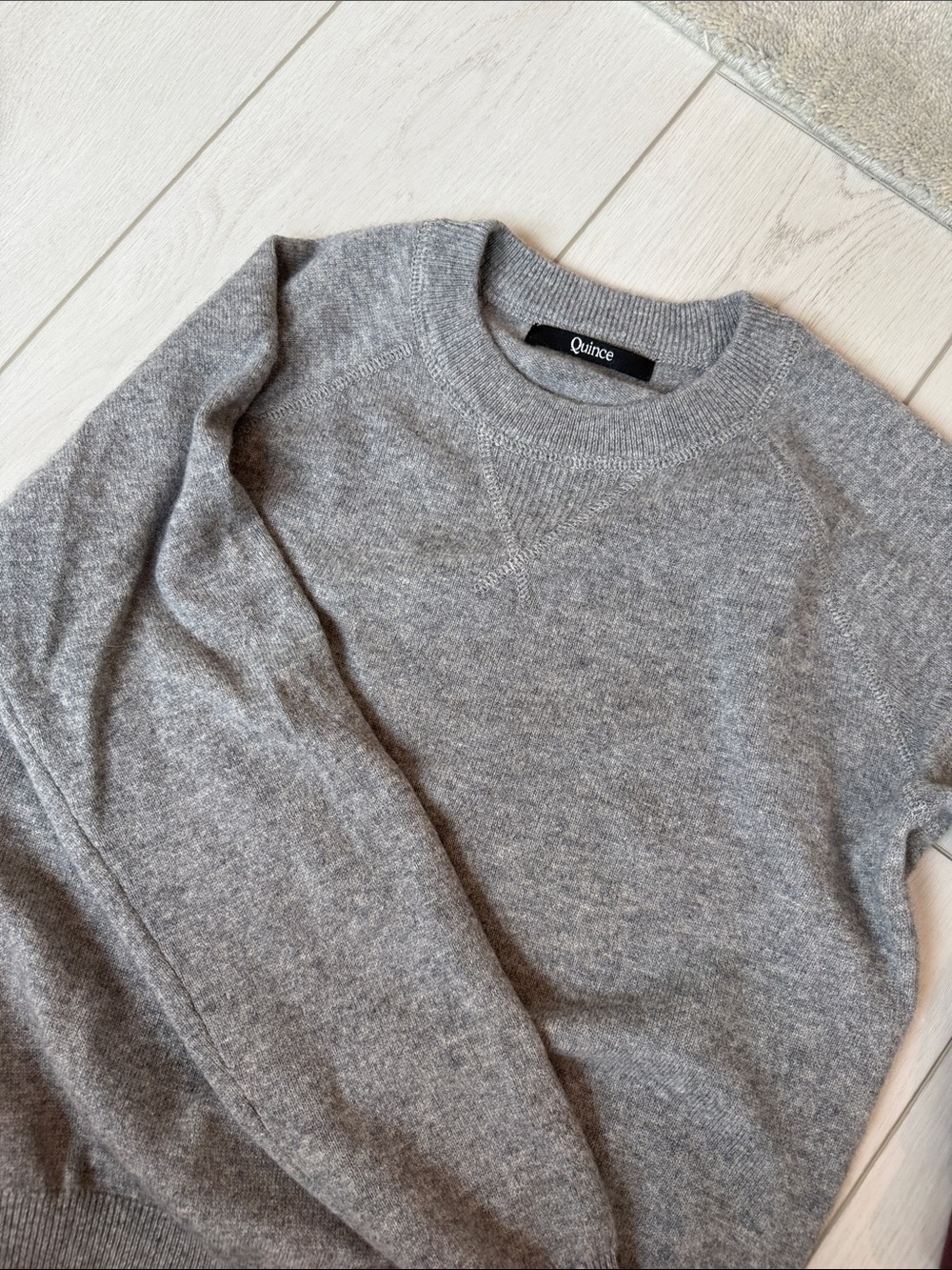 Quince mongolian Cashmere shrunken Crewneck Sweater Gray s - Picture 5 of 5